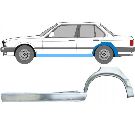 BMW 3 E30 1987-1994 4 PORTE PASSAGE DE ROUE ARRIÈRE + PANNEAU DE RÉPARATION DU SEUIL / SET / GAUCHE
