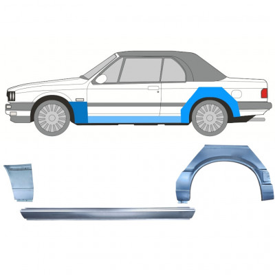 Réparation bas de caisse + aile avant + aile arrière pour BMW 3 E30 1987-1994 CABRIO / Gauche / Ensemble 12575