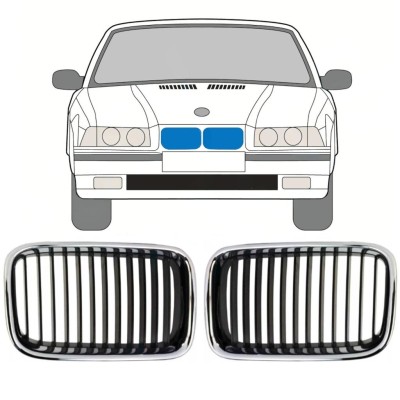 Grille de calandre pour BMW 3 E36 1990-1995 / Gauche+Droit / Ensemble 11126