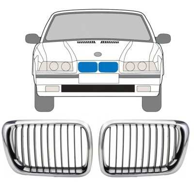 Grille de calandre pour BMW 3 E36 1996-2000 / Gauche+Droit / Ensemble 11127