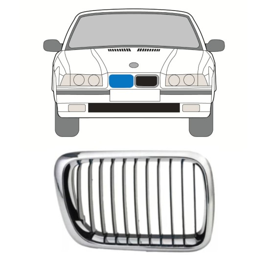 Grille de calandre pour BMW 3 E36 1996-2000 / Droite 16297
