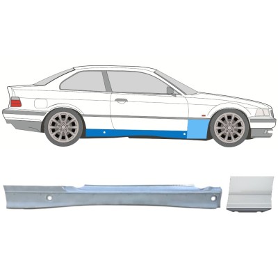 Panneau de réparation du seuil + panneau de réparation de l'aile avant pour BMW 3 E36 1990-2000 / Droite / COUPE / Ensemble 17021