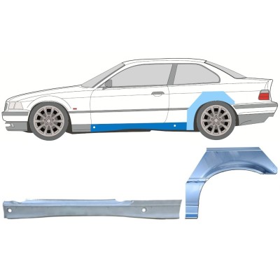 Panneau de réparation du seuil + arc d'aile arrière pour BMW 3 E36 1990-2000 / Gauche / COUPE / Ensemble 17024