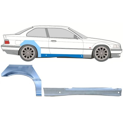 Panneau de réparation du seuil + arc d'aile arrière pour BMW 3 E36 1990-2000 / Droite / COUPE / Ensemble 17023