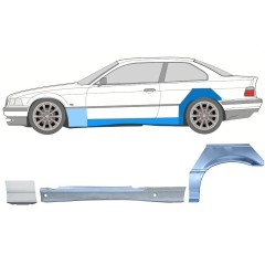Réparation bas de caisse + aile avant + aile arrière pour BMW 3 E36 1990-2000 / Gauche / COUPE / Ensemble 17026