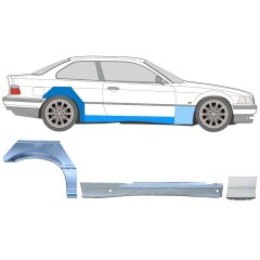 Réparation bas de caisse + aile avant + aile arrière pour BMW 3 E36 1990-2000 / Droite / COUPE / Ensemble 17025