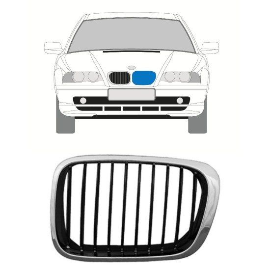 Grille de calandre pour BMW 3 E46 1998-2006 / Gauche 16300
