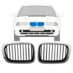 Grille de calandre pour BMW 3 E46 1998-2006 / Gauche+Droit / Ensemble 11129