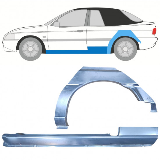 Réparation bas de caisse + passage de roue arrière pour Ford Escort 1990-2000  CABRIO / Gauche / Ensemble 12590