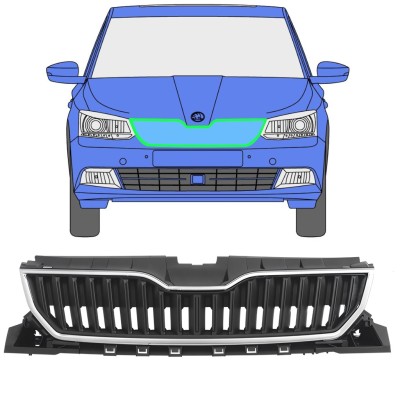 Grille de calandre pour Skoda Fabia 2014-2018 / Ensemble 7543