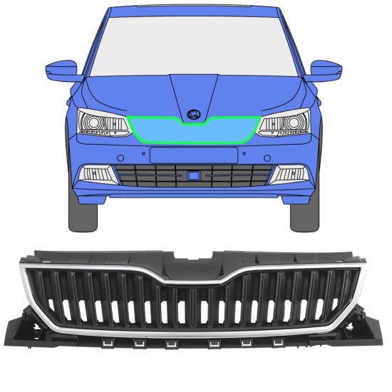Grille de calandre pour Skoda Fabia 2014-2018 / Ensemble 7543