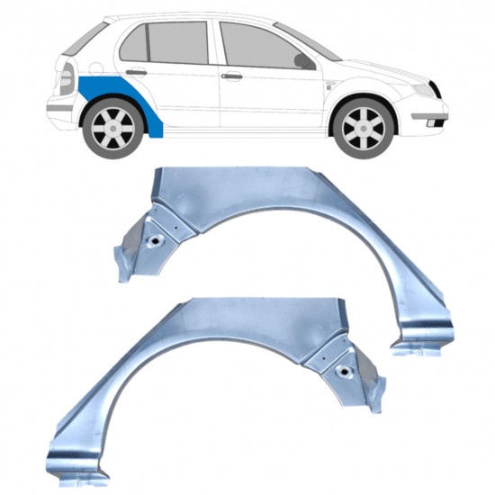 Panneau de réparation arc d'aile arrière pour Skoda Fabia 1999-2007 / Gauche+Droit / Ensemble 10444