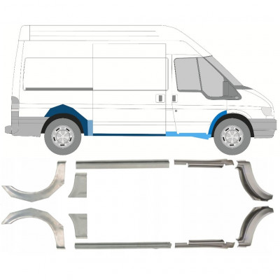 FORD TRANSIT 2000-2013 EMPATTEMENT MOYEN PASSAGE DE ROUE ARRIÈRE + RÉPARATION DU SEUIL / SET