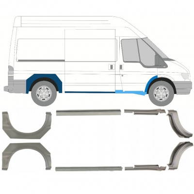 FORD TRANSIT 2000-2013 PASSAGE DE ROUE ARRIÈRE + RÉPARATION DU SEUIL / DROIT + GAUCHE / SET