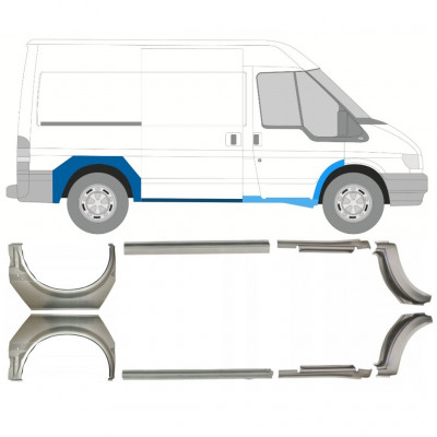 FORD TRANSIT 2000-2013 PASSAGE DE ROUE ARRIÈRE + RÉPARATION DU SEUIL EMPATTEMENT COURT / DROIT + GAUCHE / SET