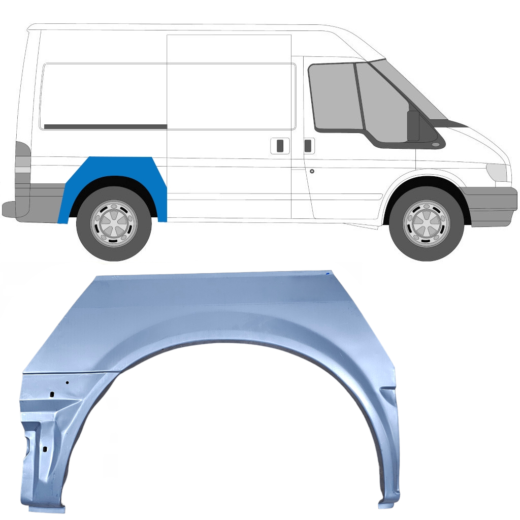 Panneau de réparation arc d'aile arrière pour Ford Transit 2000- / SWB / Droite 7156