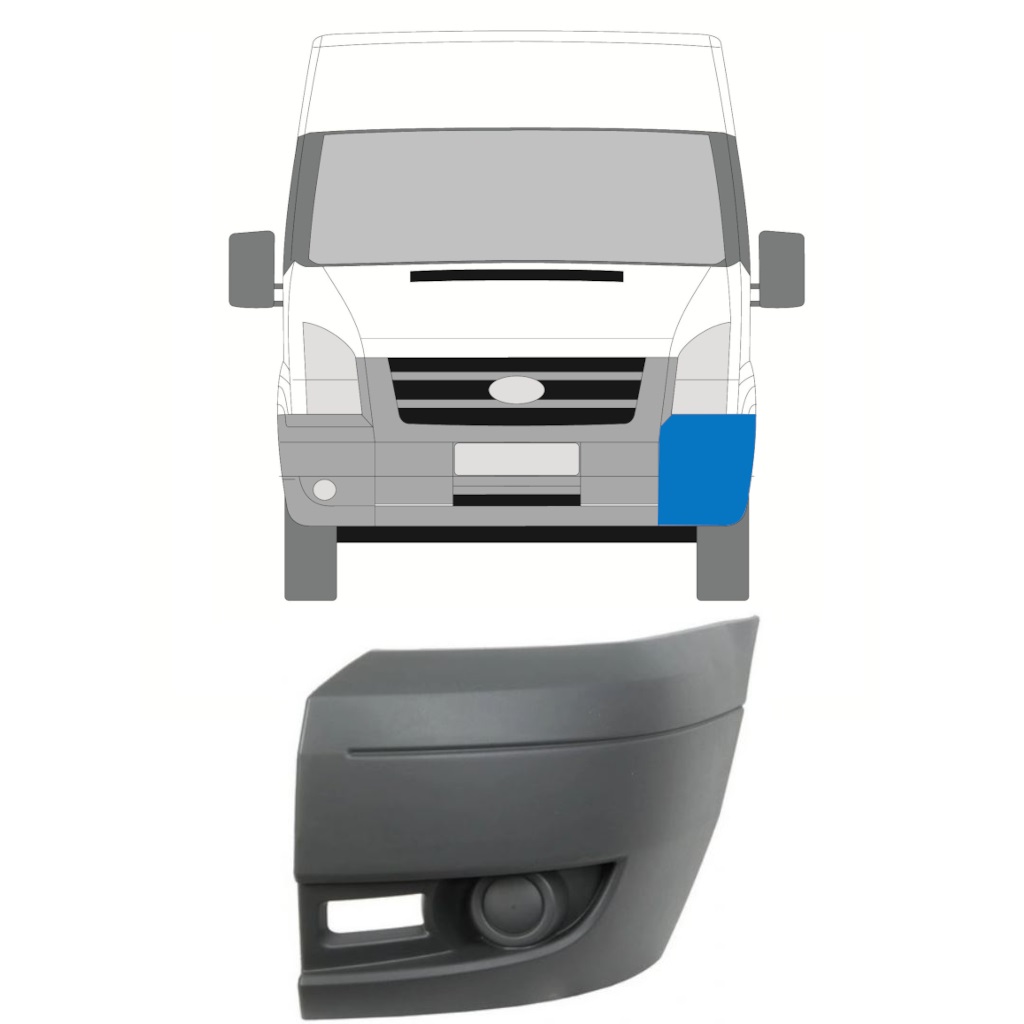 Crosse De Pare-choc Avant Droite Pour Ford Transit MK6 2000-2006 - Noir, Avec Trou Antibrouillard, Référence OEM 4352682