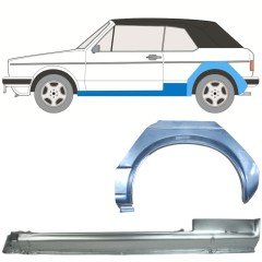 Réparation bas de caisse + passage de roue arrière pour Volkswagen Golf 1 1974-1985 / Gauche / CABRIO / Ensemble 12578