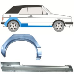 Réparation bas de caisse + passage de roue arrière pour Volkswagen Golf 1 1974-1985 / Droite / CABRIO / Ensemble 12577