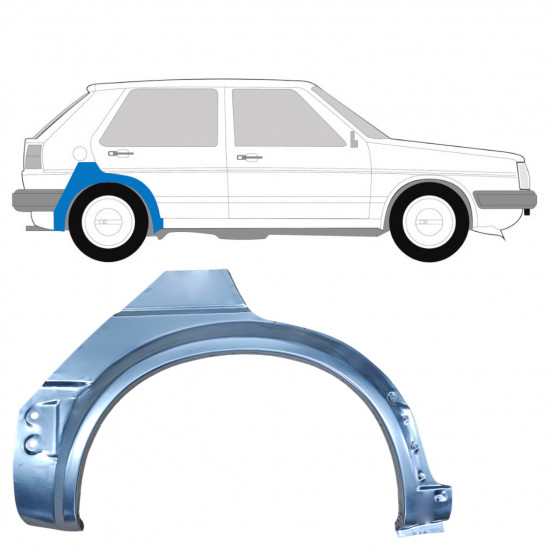 Panneau de réparation arc d'aile arrière pour VW Golf 2 1982- / Droite 7248