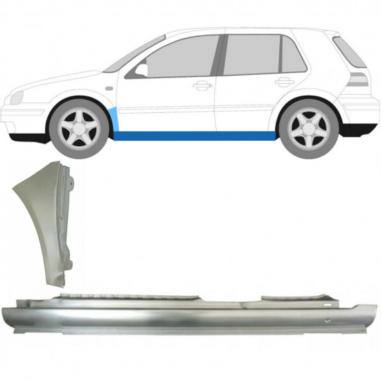 Réparation bas de caisse + l’aile avant pour VW Golf 4 1997- / Gauche /  8728