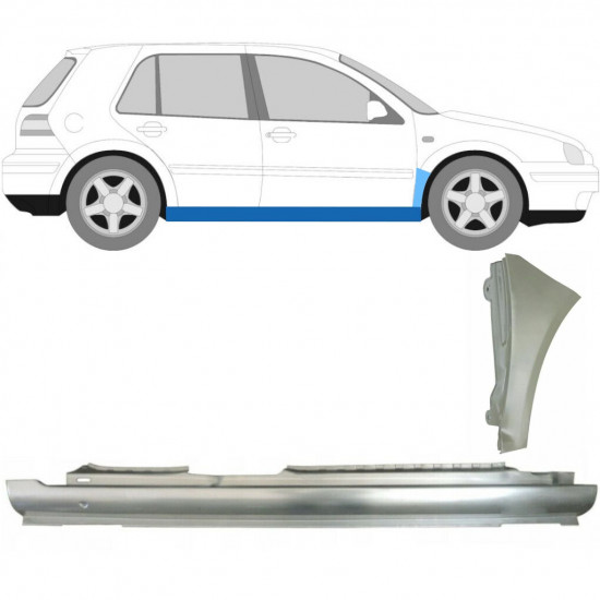 Réparation bas de caisse + l’aile avant pour VW Golf 4 1997- / Droite /  8727