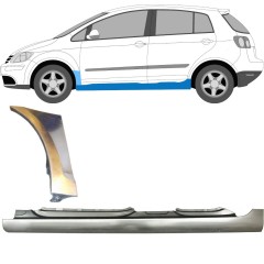 Panneau de réparation du seuil + panneau de réparation de l'aile avant pour Volkswagen Golf Plus 2005-2013 / Gauche / Ensemble 10381