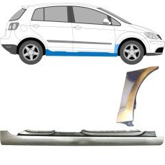 Panneau de réparation du seuil + panneau de réparation de l'aile avant pour Volkswagen Golf Plus 2005-2013 / Droite / Ensemble 10380