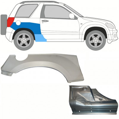 Réparation bas de caisse + passage de roue arrière pour Suzuki Grand Vitara 2005-2012 / Droite / Ensemble 10840