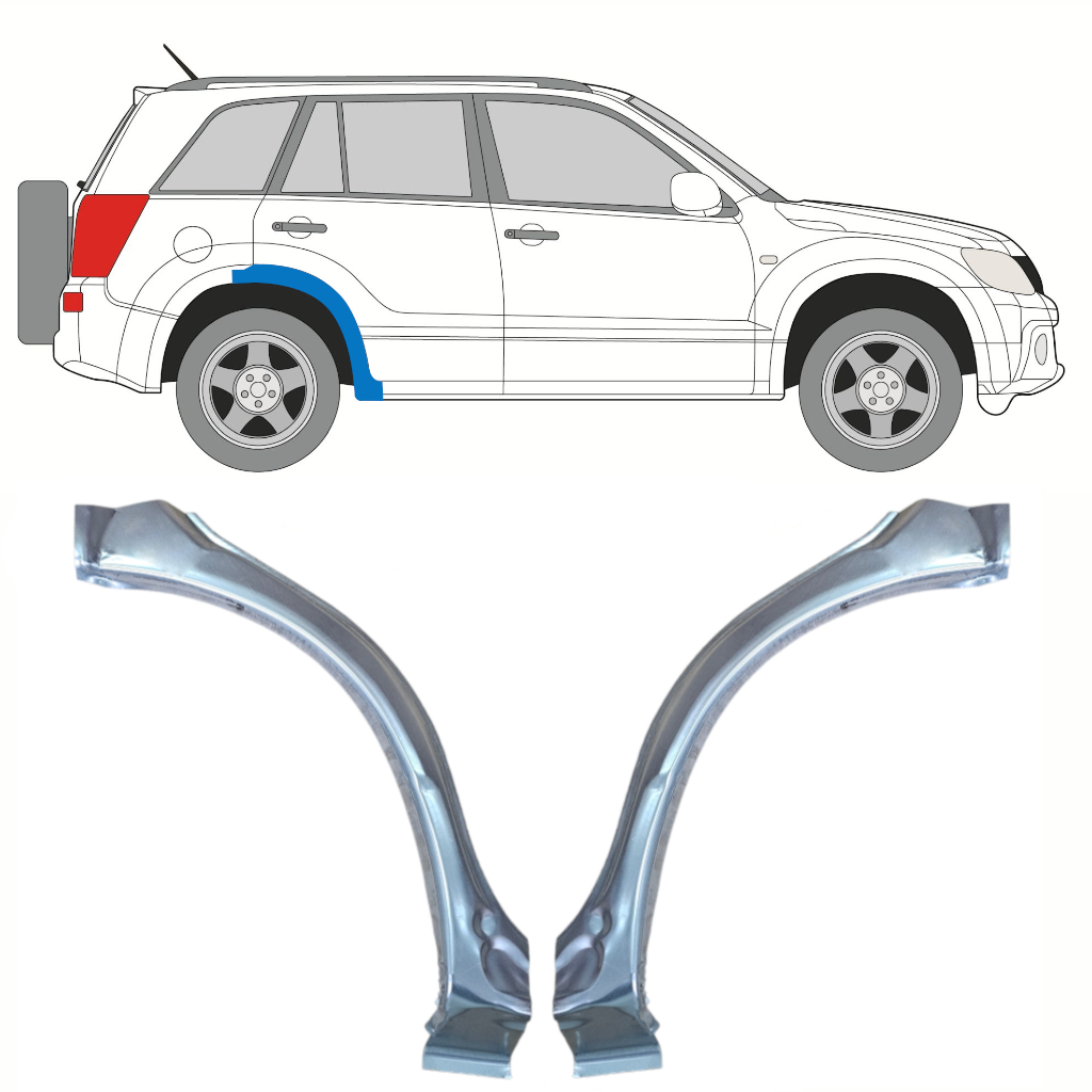Panneau De Réparation Partie Avant De L'aile Arrière Pour Suzuki Grand Vitara 2005-2012 / Gauche+Droit / Ensemble 10177