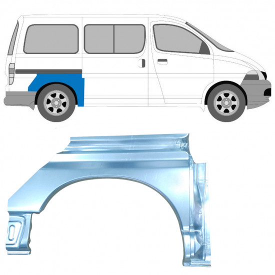 Panneau de réparation arc d'aile arrière pour Toyota Hiace 1995-2006 / Droite 7068