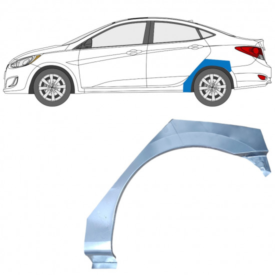 Panneau de réparation arc d'aile arrière pour Hyundai Accent 2010- / Gauche 12803