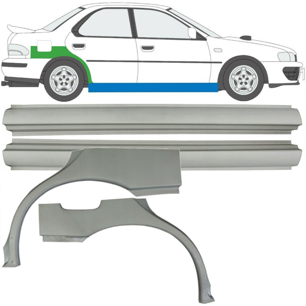 Réparation Bas De Caisse + Passage De Roue Arrière Pour Subaru Impreza 1992-2000 / Gauche+Droit / Ensemble 10667