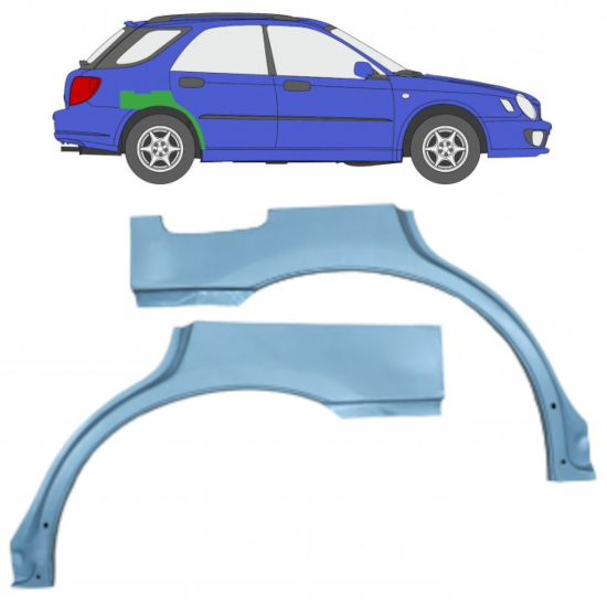 Panneau de réparation arc d'aile arrière pour Subaru Impreza Gg 2000-2007 / Gauche+Droit / Ensemble 10463