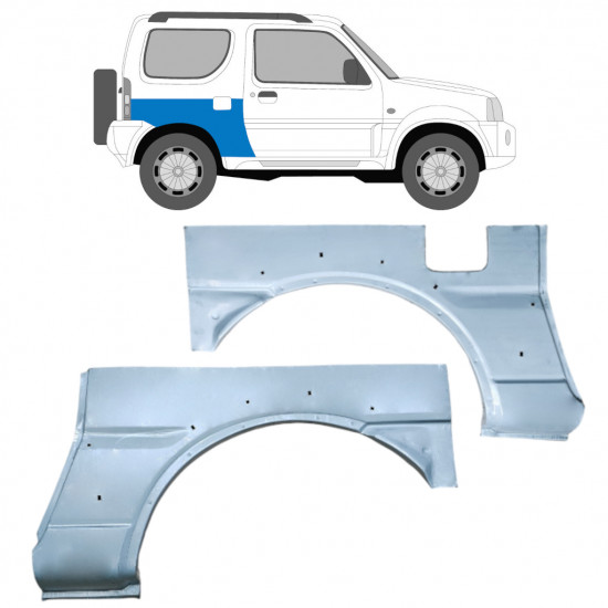 Panneau de réparation arc d'aile arrière pour Suzuki Jimny 1998-2018 / Gauche+Droit / Ensemble 9585