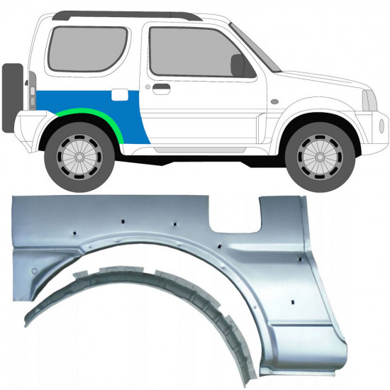 Panneau de réparation arc d'aile arrière pour Suzuki Jimny 1998-2018 / Droite / Ensemble 10233