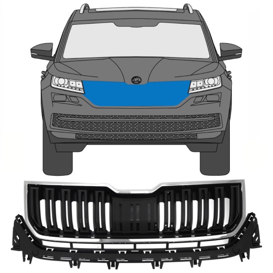 Grille de calandre pour Skoda Kodiaq 2016-2023 / Ensemble 7546