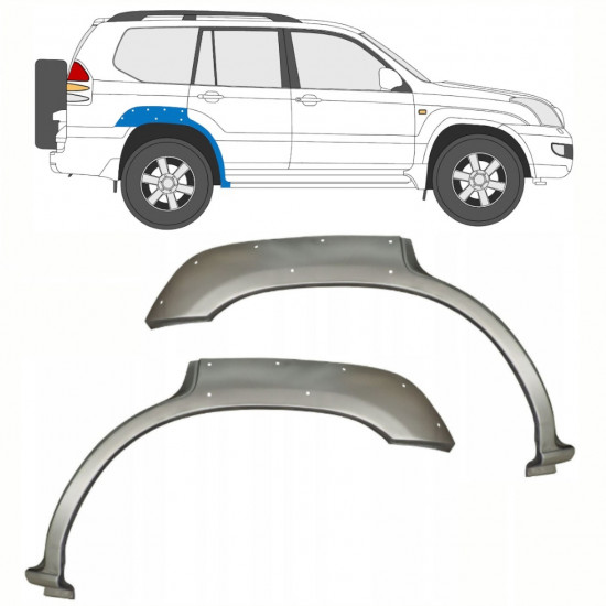 Panneau de réparation arc d'aile arrière des trous pour Toyota Land Cruiser 2003-2010 / Gauche+Droit / Ensemble 10214