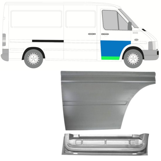 Panneau de réparation de porte avant intérieur + extérieur pour Volkswagen LT 1996-2005 / Droite 16569