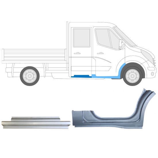 Ensemble de panneaux de réparation pour Renault Master 2010- / Droite / Double cabine / 14913