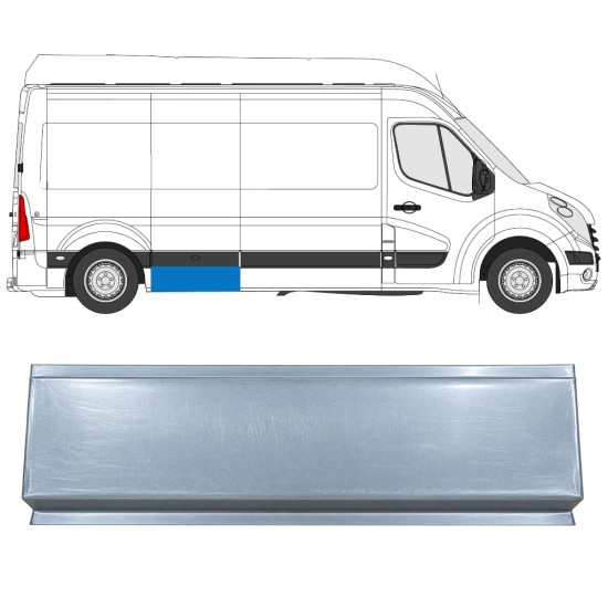 Panneau de réparation partie avant de l'aile arrière pour Renault Master 2010-2024 / Gauche = Droite (symétrique) 17293