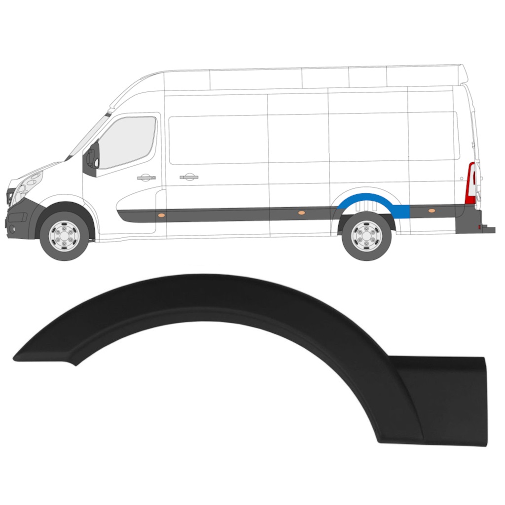 Moulure Latérale Arrière Pour Renault Master 2010- / Gauche 10915