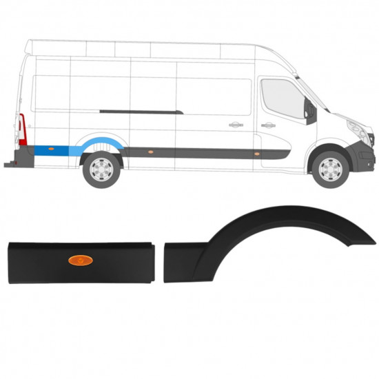 Moulure latérale arrière pour Renault Master 2010- / Droite / Ensemble 10922