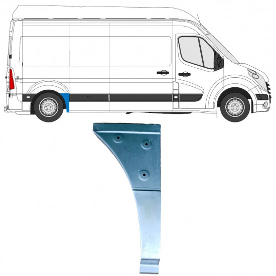 Panneau de réparation partie avant de l'aile arrière pour Renault Master 2010- / Droite 12848