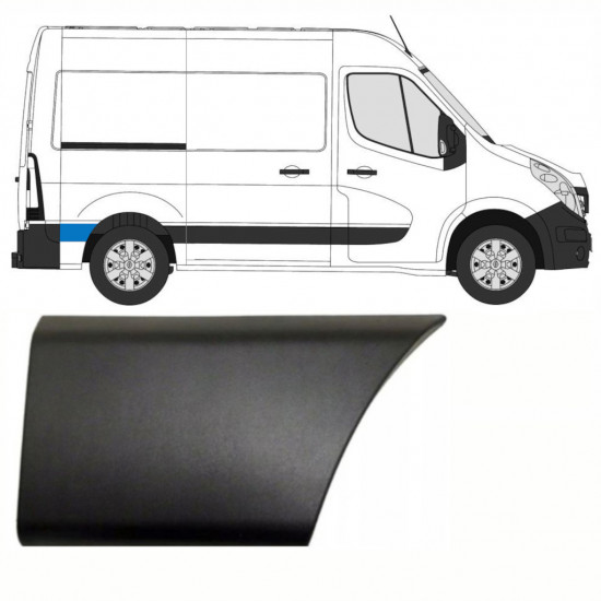 Moulure latérale arrière derrière la roue pour Renault Master 2010- / SWB / Droite /  8707