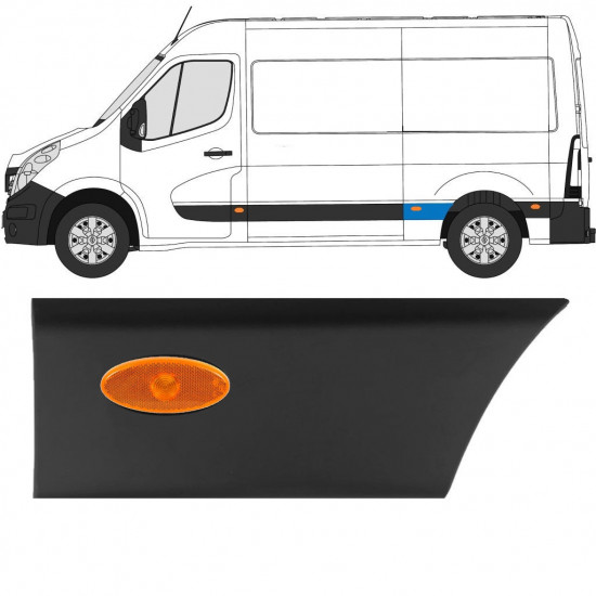 Moulure latérale de l'aile arrière avec lampe pour Renault Master 2010- / L2 / Gauche /  10933