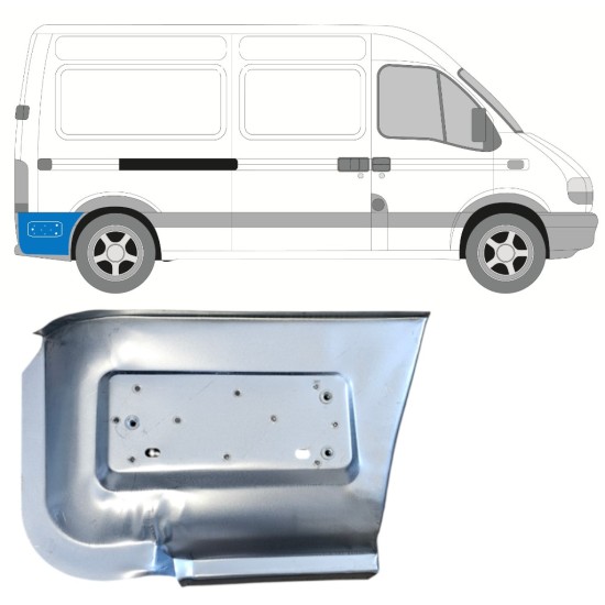 Panneau de réparation arc d'aile arrière, partie inférieure derrière la roue pour Renault Master 1998-2010 / Droite 14877