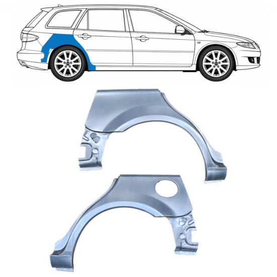 Panneau de réparation arc d'aile arrière pour Mazda 6 GG GY 2002-2007 / Gauche+Droit / COMBI / Ensemble 9164