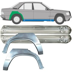 Réparation bas de caisse + passage de roue arrière pour Mercedes 190 W201 1982-1993 / Gauche+Droit / Ensemble 9522