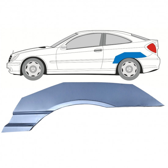 Panneau de réparation arc d'aile arrière supérieur pour Mercedes CL203 2000-2008 / Gauche 8001